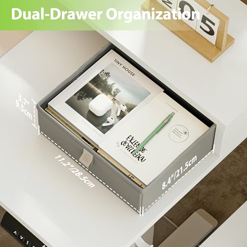 Agilestic L Shaped Electric Standing Desk with 2 Drawers, 63 Inch Ergonomic Adjustable Height Desk with Storage