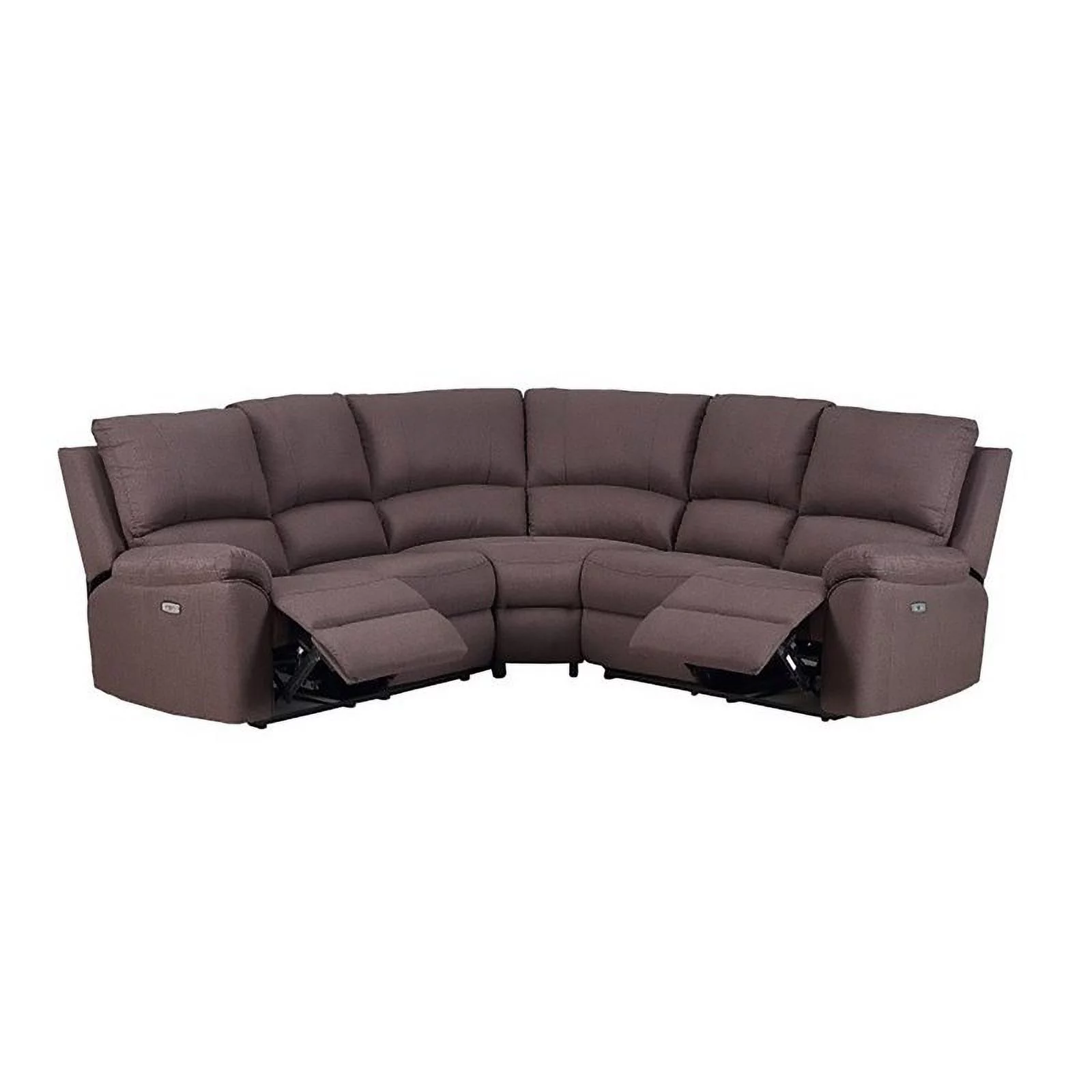 Titan Furnishings Transitional Chanille Fabric Power Reclining Sectional - Brown