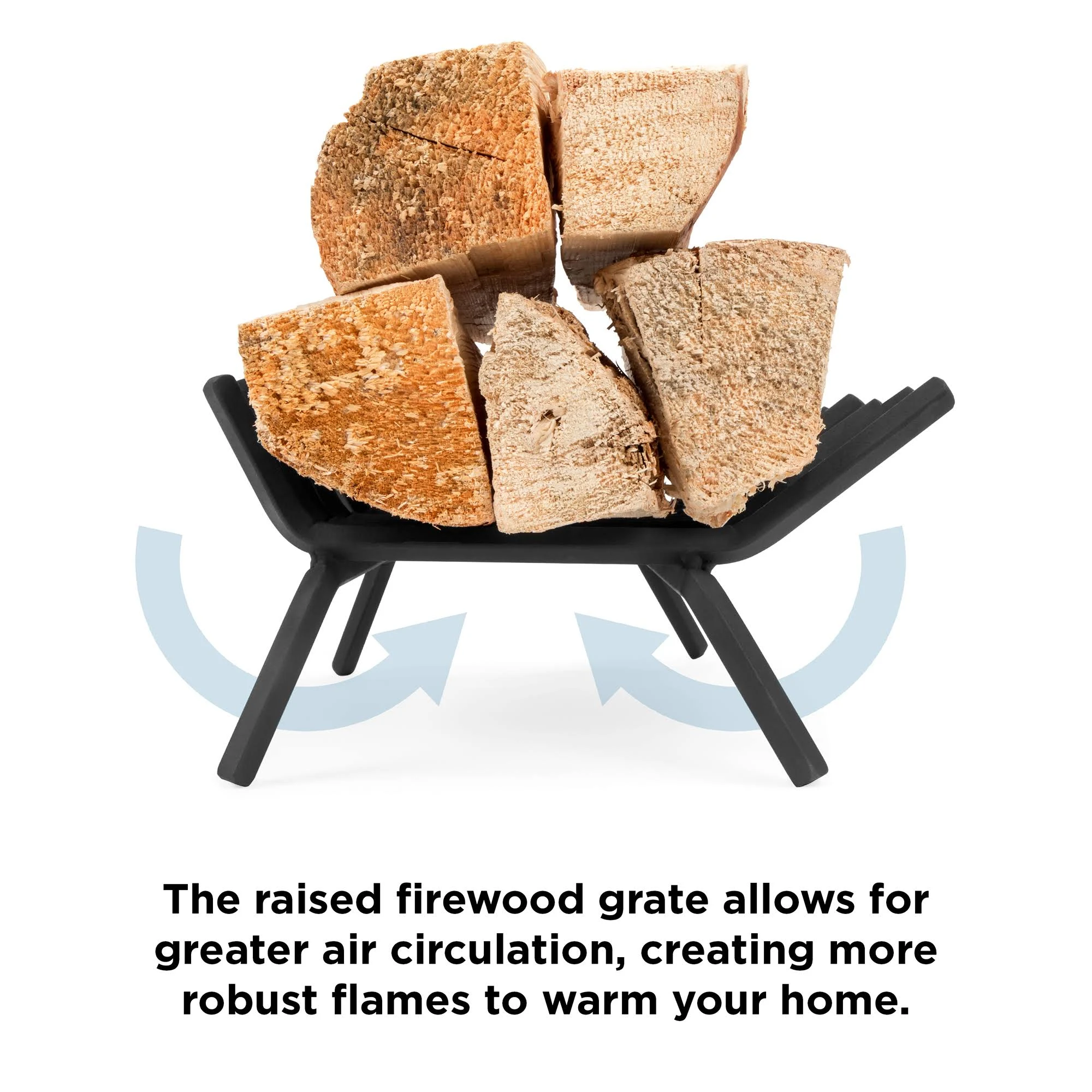 Best Choice Products 21-Inch 2-in-1 Solid Steel Heavy Duty Fireplace Grate Log Burning Rack w/ Ash Catcher Tray