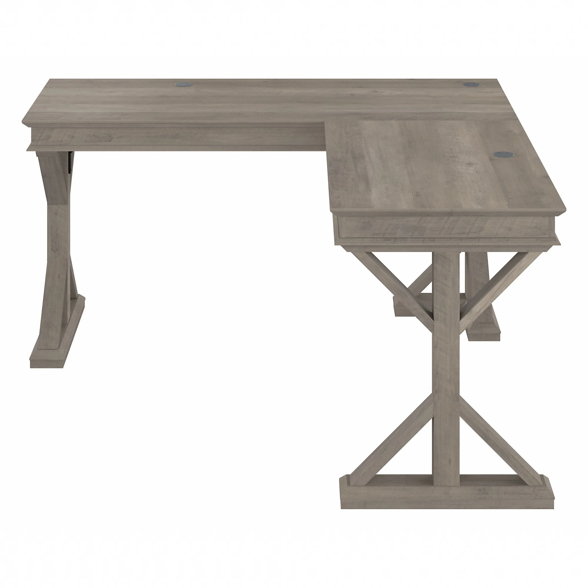 Homestead 60W Farmhouse L Shaped Desk in Linen White Oak - Engineered Wood