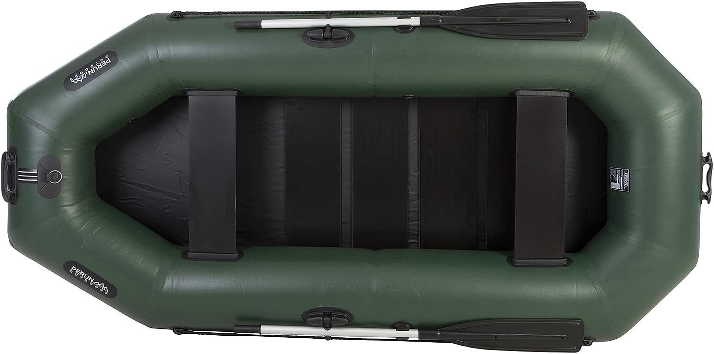 Perun Outdoors Durable PVC Inflatable Rowing Boat with Foot Air Pump and Carry Bag…