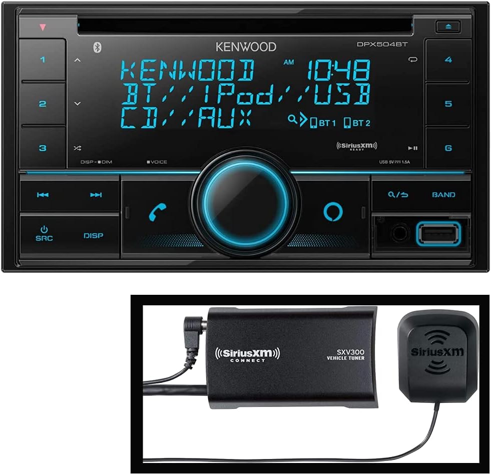 Kenwood DPX504BT Double DIN in-Dash CD Receiver Bluetooth | Car Stereo CD Receiver Amazon Alexa Voice Control | High-Contrast 3-line Display