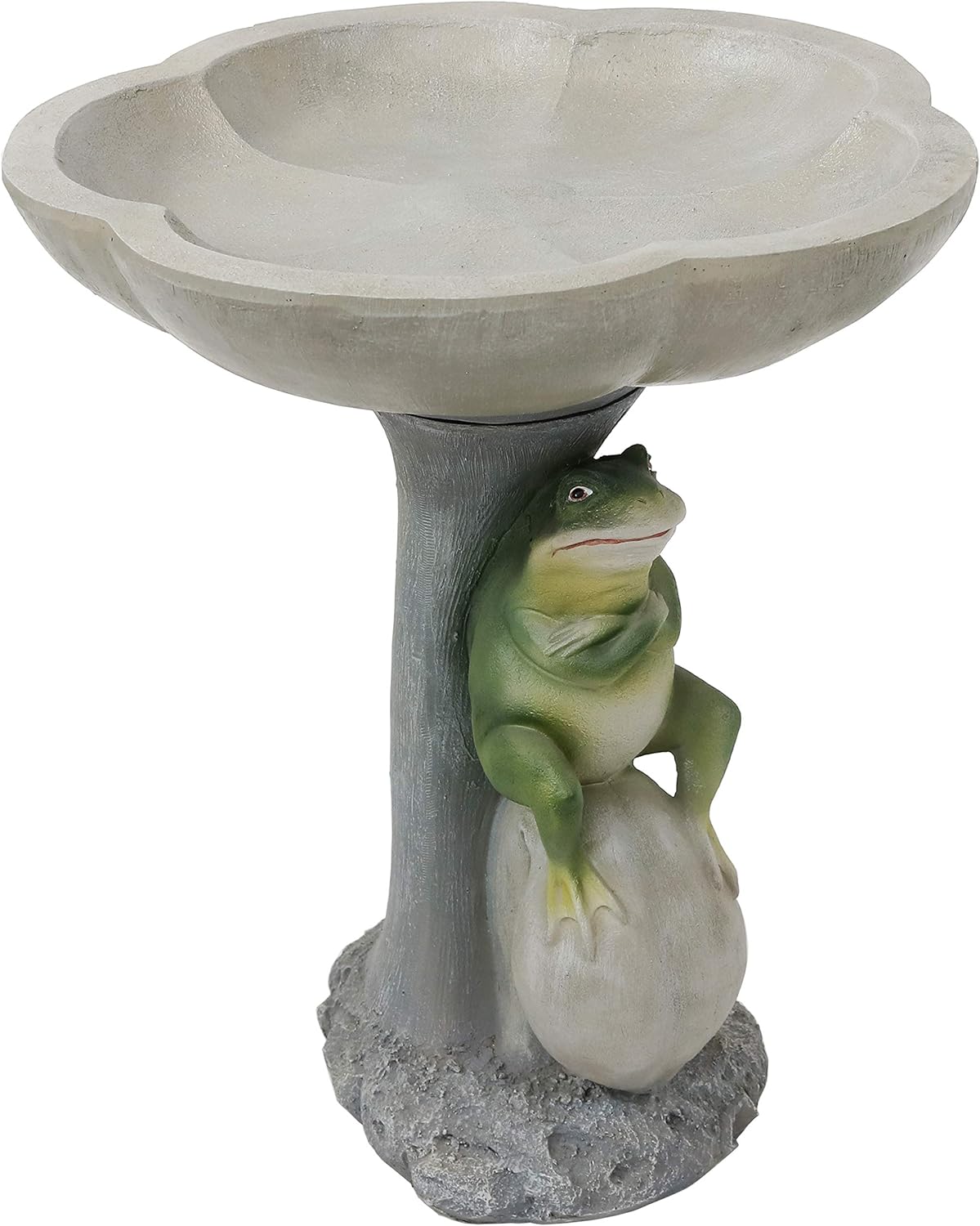Sunnydaze Whimsical Outdoor Polyresin Bird Bath - Brooding Frog on Stone Garden Bird Bath - Polyresin - 22 Tall - Backyard, Patio, Garden