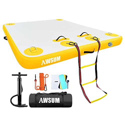 AWSUM Inflatable Floating Dock Air Dock Platform Floating Island Raft with None-Slip Surface for Pool Beach Ocean