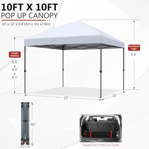 ABCCANOPY Durable Easy Pop up Canopy Tent 10x10, Red