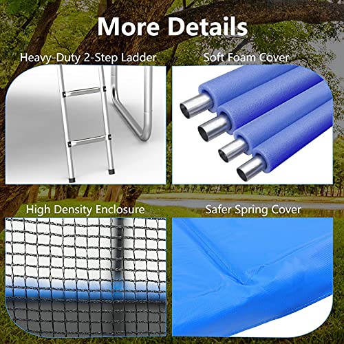 AOTOB 8FT 10FT 12FT 14 FT 15FT Trampoline with Safety Enclosure Net，Outdoor Trampoline with Basketball Hoop