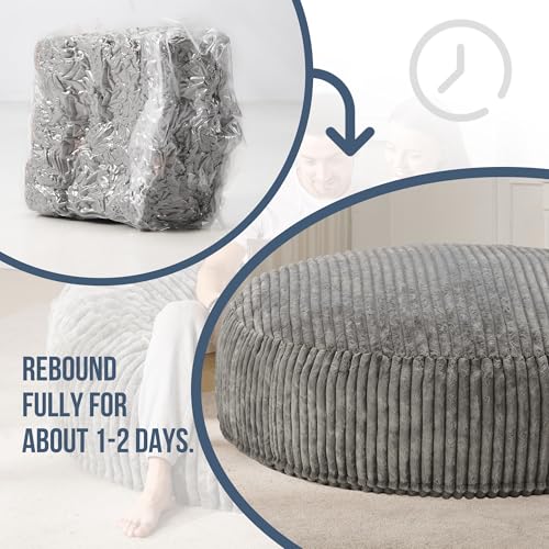 Hobestluk 5ft Bean Bag Chairs for Adults Large Beanbag Chair with Stripe Plush Cover Big Bean Bag Chair for Living Room Bedroom Dorm Office -Black