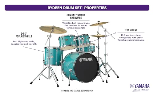 Yamaha Rydeen 5pc Shell Pack with 22" Bass Drum, Mellow Yellow
