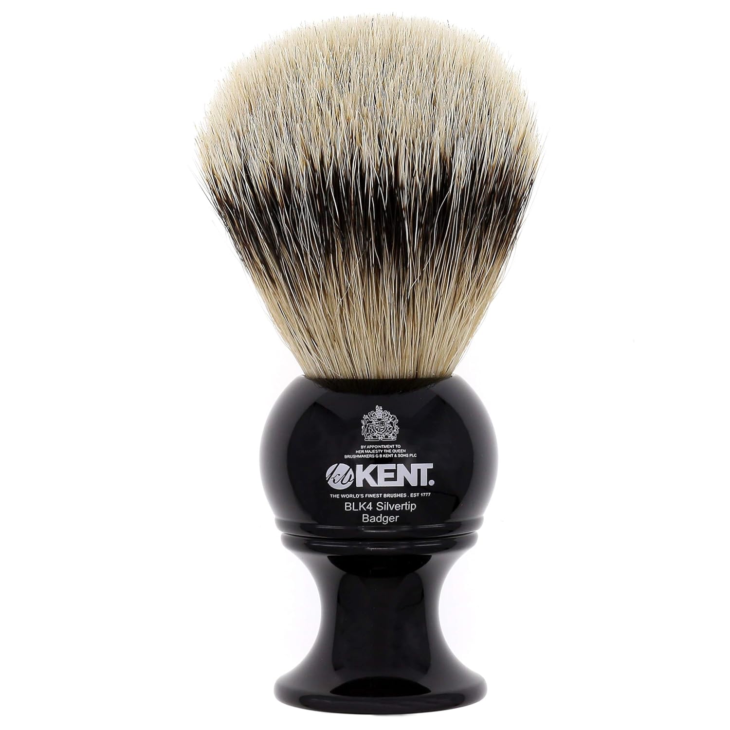 Kent BLK4 Shaving Brush, Handcrafted Silver Tip Badger Bristle and Black Base Shave Brush, for Shave Cream and Shaving Soap for a Perfect Lather