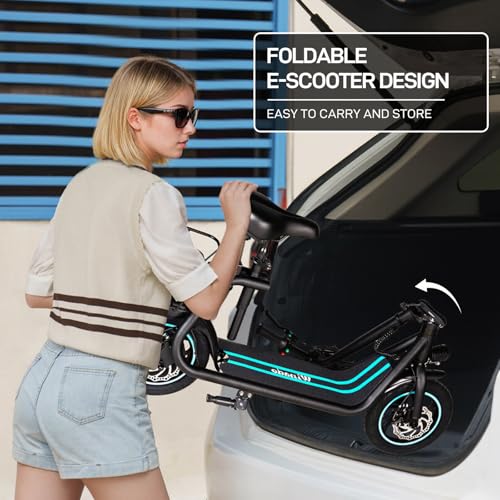Winado Electric Scooters for Adults, 25Miles Long Range, 15.5MPH Top Speed, Foldable E-Scooter 450W Motor with 12" Pneumatic Tire, Seat, Wide Deck