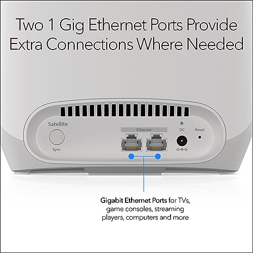 NETGEAR Orbi Whole Home Tri-Band WiFi 6 Mesh Network System (RBK663) &ndash; Router with 2 Satellite Extenders, Security Features, Coverage up to 6