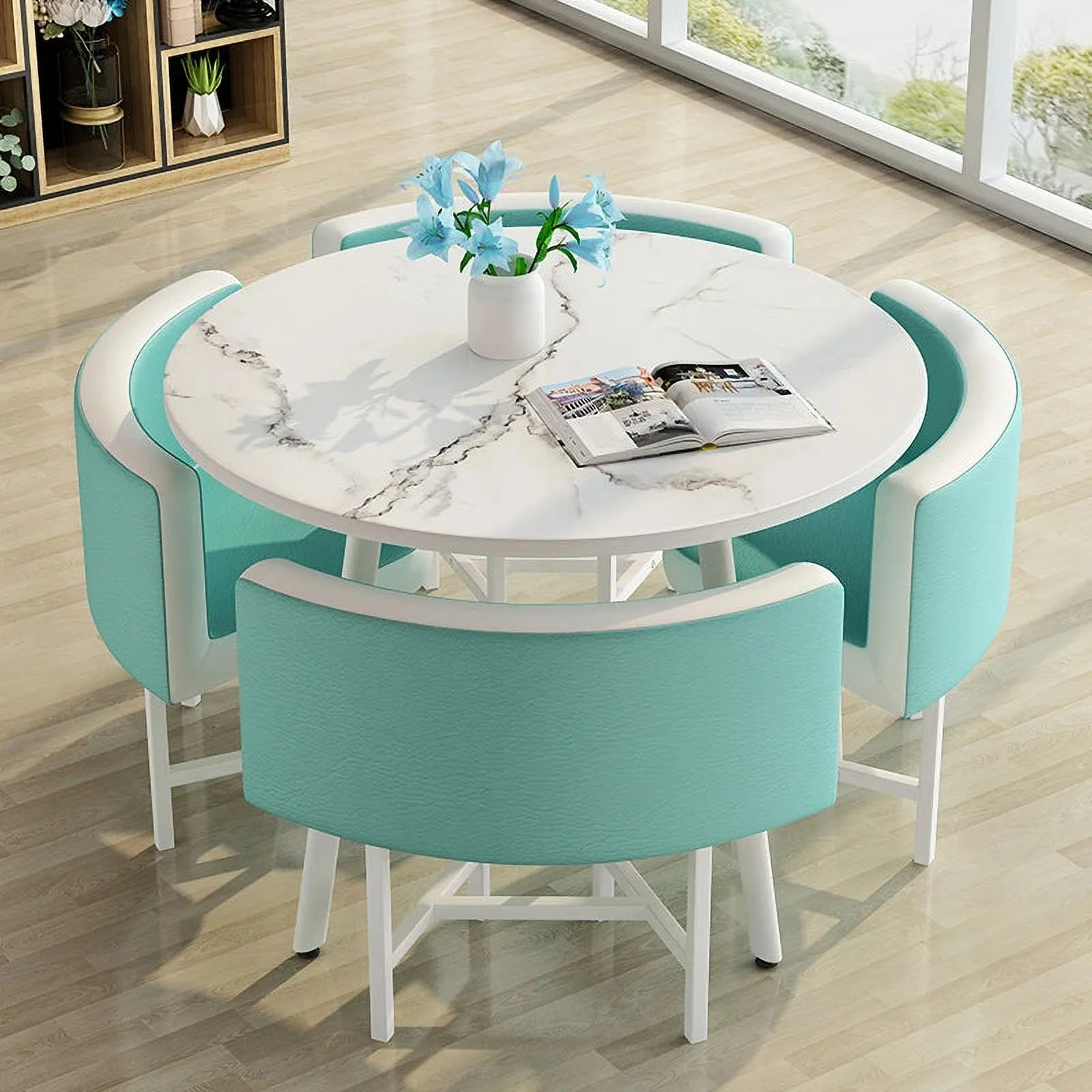 Dining Table Set 4 Chairs Office Reception Seat Suits Negotiation Table Casual Visitor Round Table Visitor Office Desk Chair Set