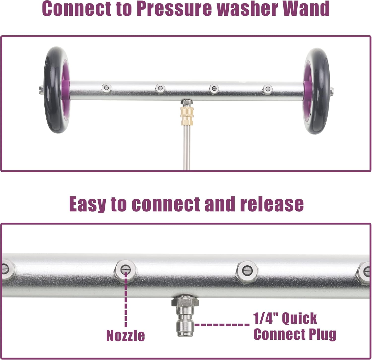 PWACCS Pressure Washer Undercarriage Cleaner, 16 Inch Undercarriage Washer, Pressure Washer Under Car Cleaner Attachment with 3 Pcs Extension Wand