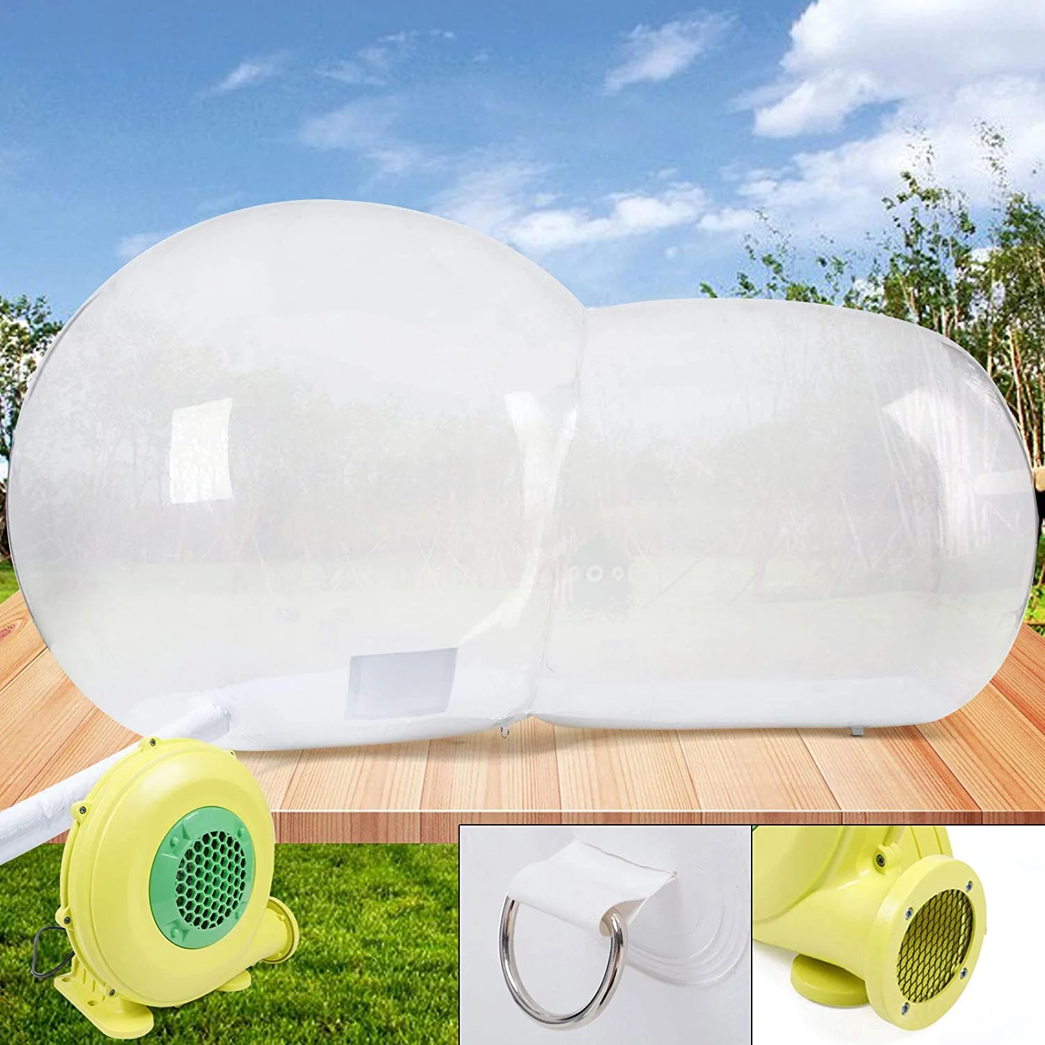 MONIPA Outdoor Inflatable Portable Clear Bubble Tent Canopy Gazebos Single Tunnel Family Camping Backyard Party Event Luxury Dome Air Bubble Quiet