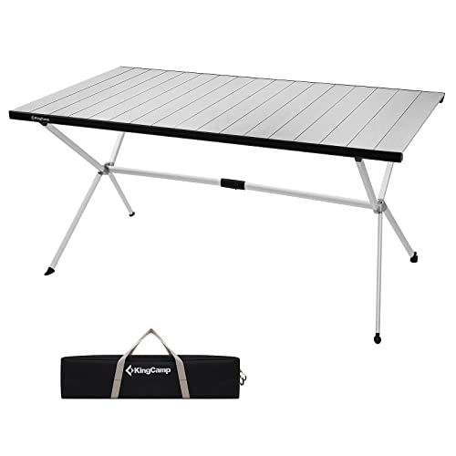 KingCamp Camping Table Folding Portable Table Aluminum Roll Up Lightweight Foldable Large Camp Table for Indoor Outdoor Picnic Backyard, 53.5"X27.5"