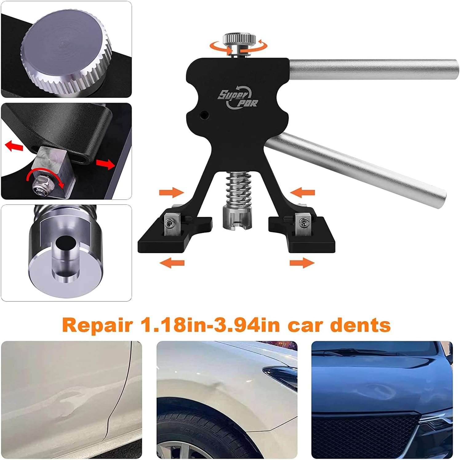 Super PDR Paintless Dent Removal Tools, Auto Body Dent Repair Kits with Stripe Reflector Board, Dent Puller Kit for Car Hail Damage Dent & Ding Remove