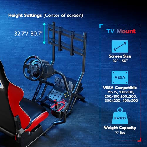 ARES WING Racing Simulator Cockpit with Monitor Mount and Seat, Formula and GT Sim Racing Cockpit Compatible with Fanatec, Thrustmaster, Logitech