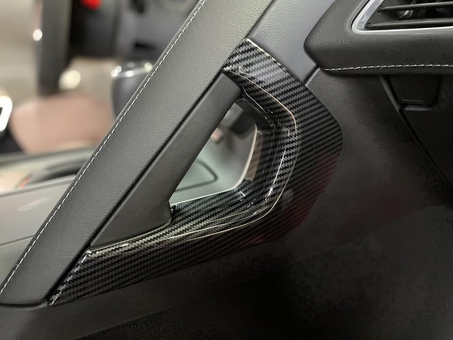 KoLeddy for C7 Corvette Carbon Fiber Central Control Armrest Cover Trim Accessories for 2014-2019 Chevrolet Corvette C7