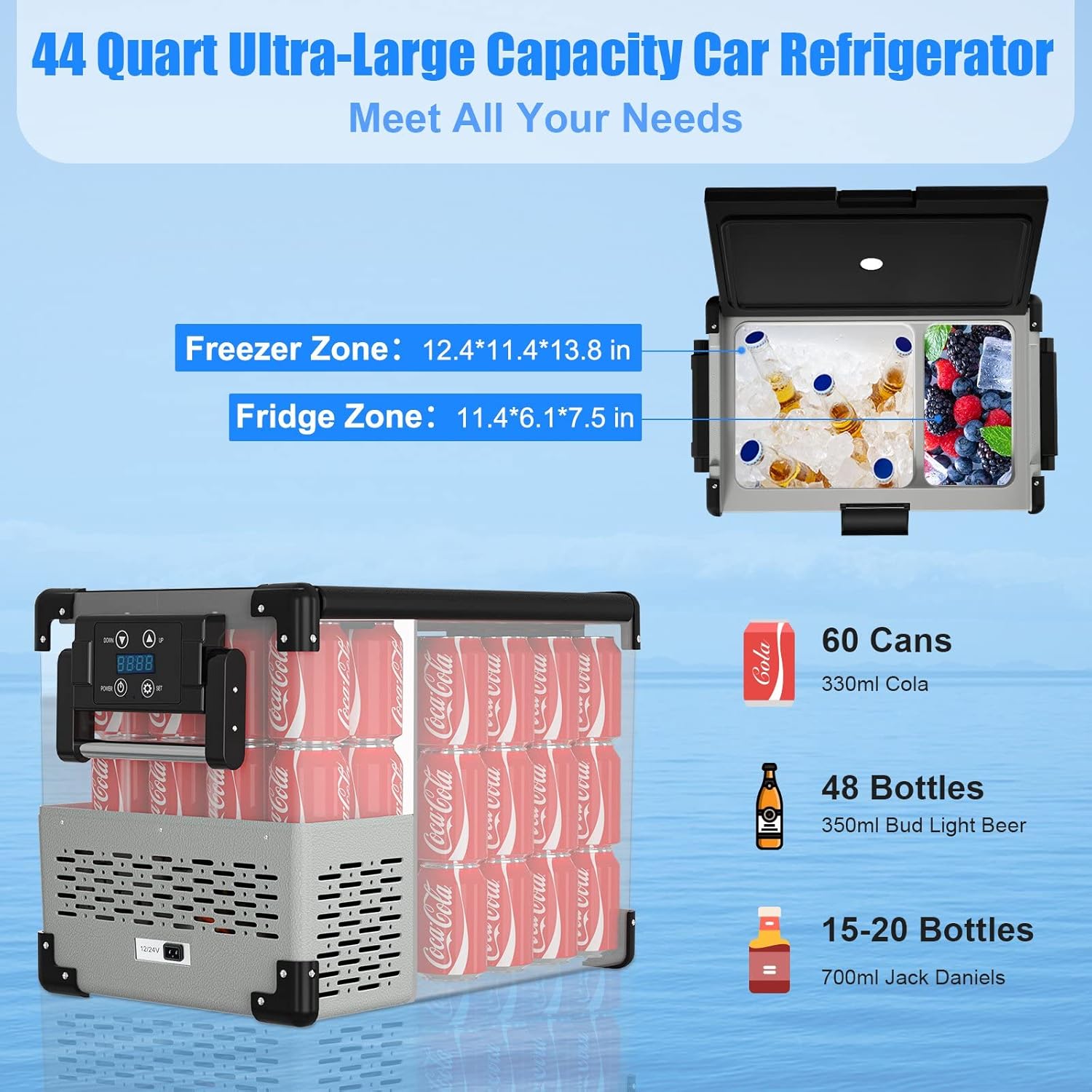 12 Volt Refrigerator - AUTOOMMO 44 Quart Car Refrigerator (-4℉~50℉)