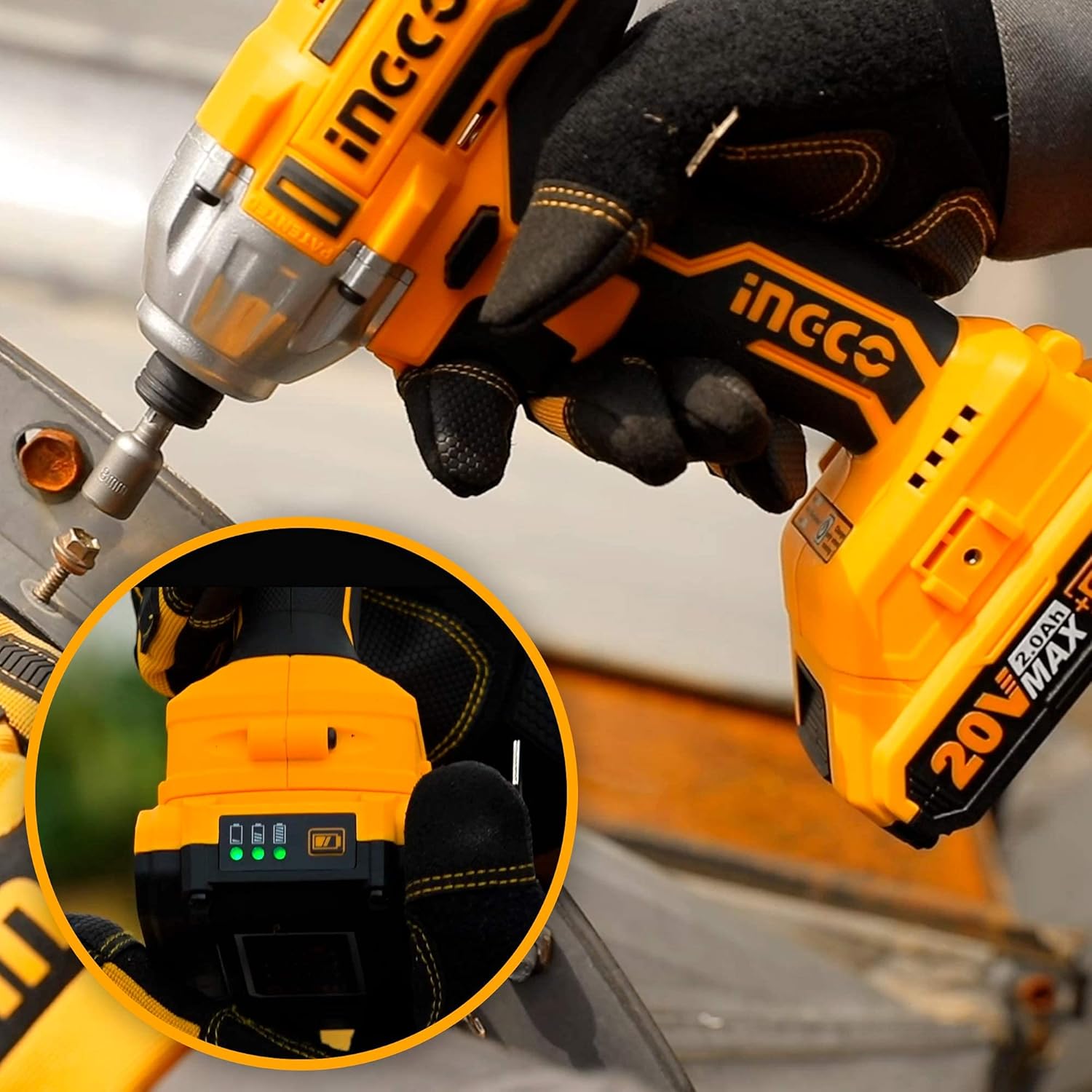 INGCO 20V Brushless Cordless Impact Driver Set CIRLI2002A