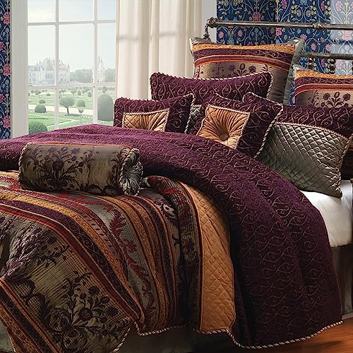 Riverbrook Home 100% Polyester Comforter Set, Queen, Hillcrest - Ivory/Gold, 9 Piece Set