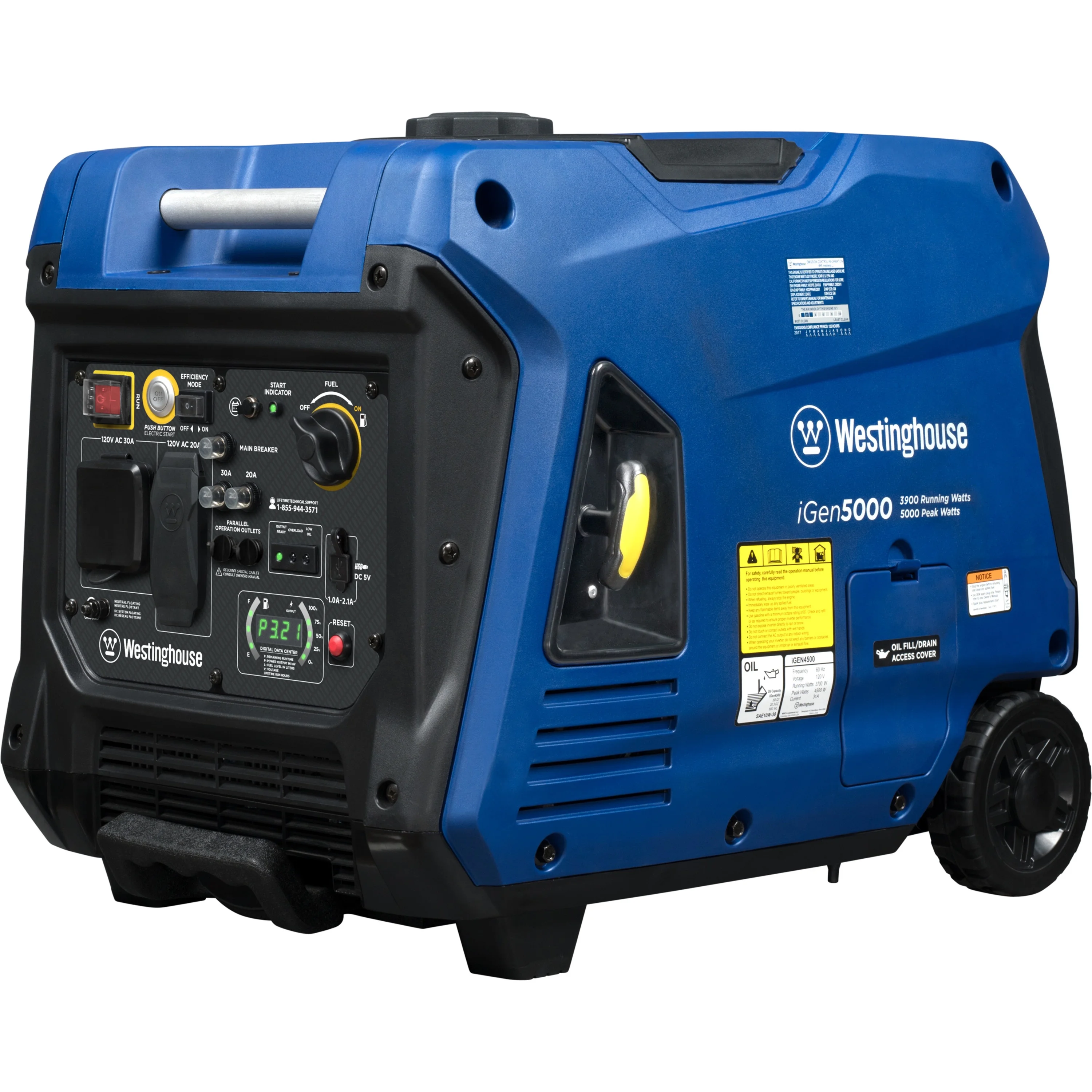 Westinghouse 5000 Peak Watt RV Ready, Gas Powered Portable Inverter Generator with Electric Start