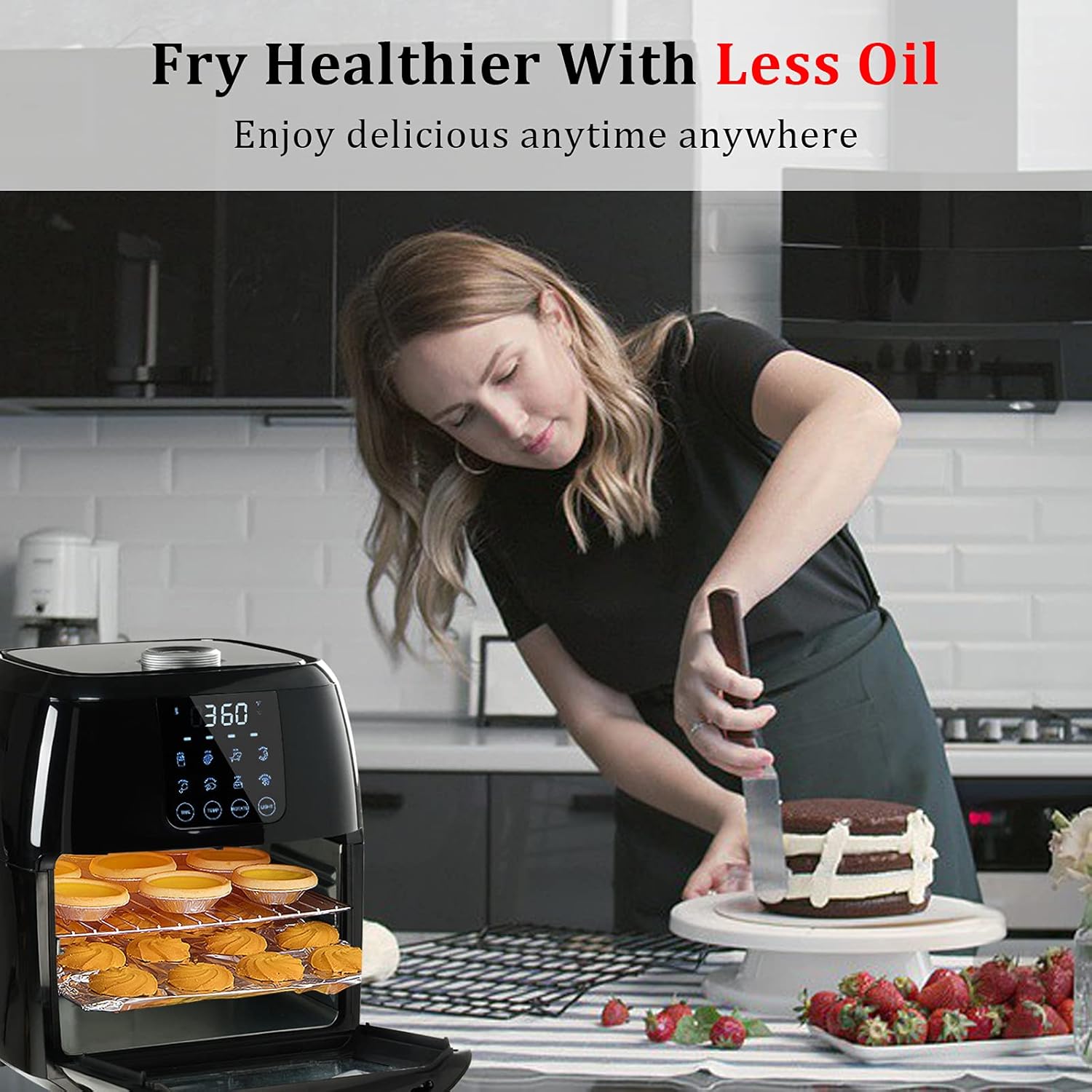 Air Fryer, 12.7-Quarts Air Oven, Rotisserie Oven, 1700W Electric Air Fryer Oven with LED Digital Touchscreen