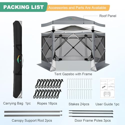 COBIZI 12x12ft Pop up Gazebo Screen Tent Screen House for Camping, Camping Outdoor Screened Gazebo, Canopy Tent