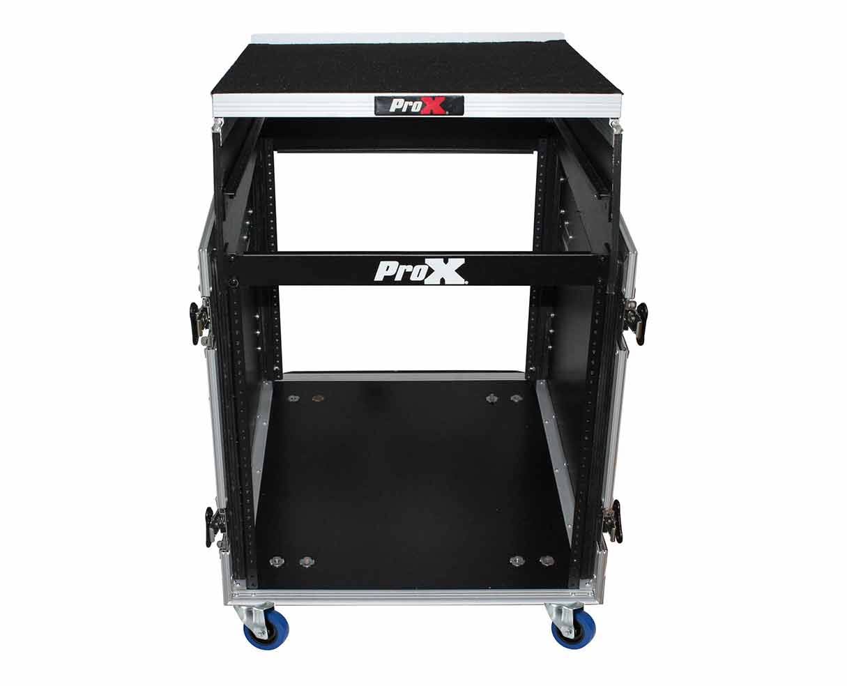 Prox 12U Rack Front Load 13U Top Mixer DJ Combo Flight Case w/Laptop Shelf u0026 Casters