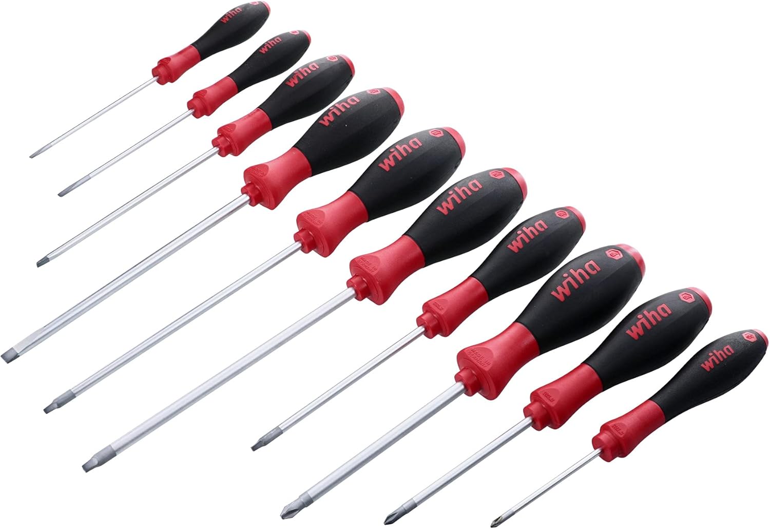 Wiha 30297 12-Piece Slotted and Phillips Screwdriver Set with Soft Finish Handles Pack of 2
