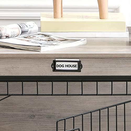 HOOBRO Dog Crate Furniture, 38.6" Large Dog Kennel Indoor, Wooden Cage with Pull-Out Tray
