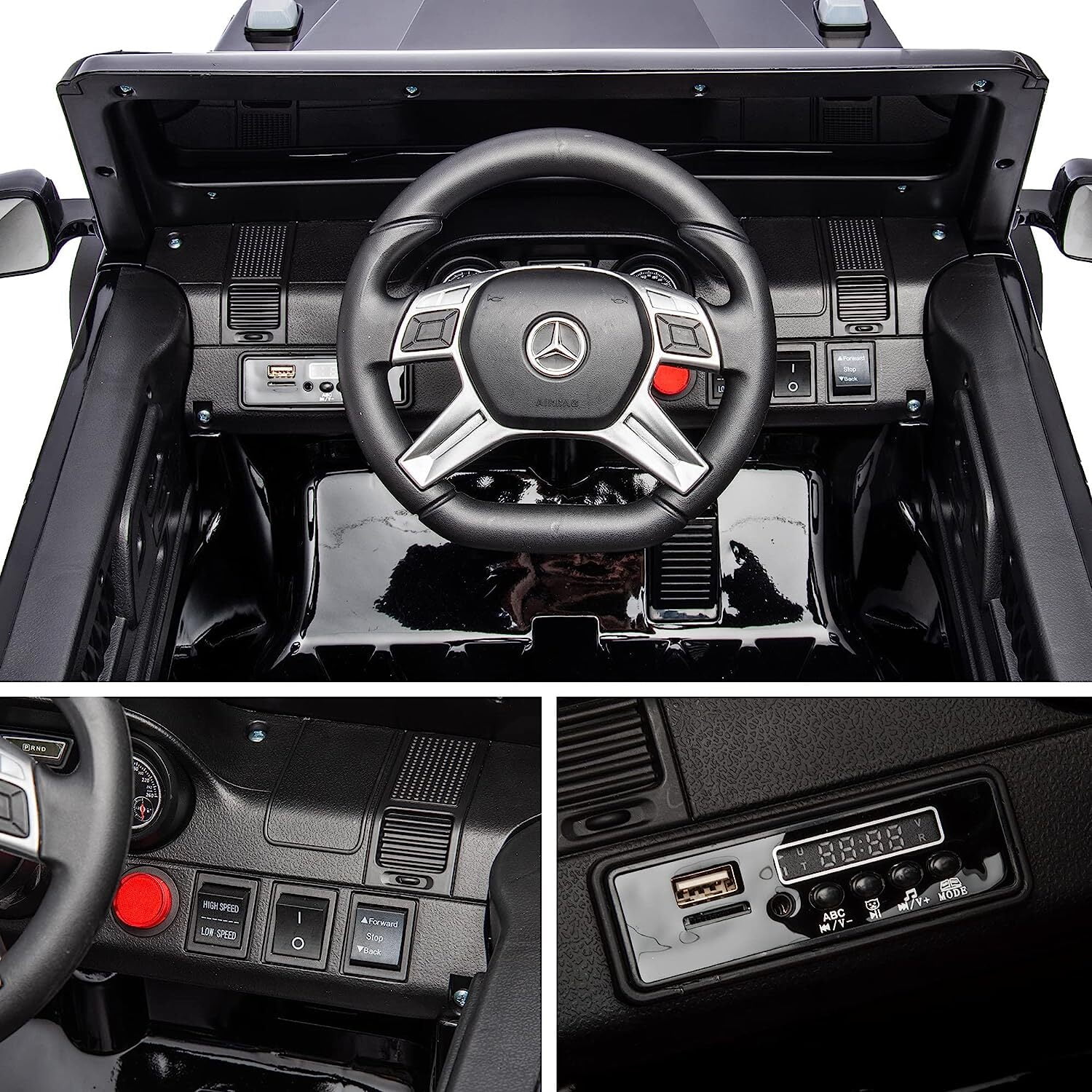 BATE 24V Powered Ride on Cars with 6 Wheels, Mercedes Benz Electric Car Vehicles with Remote Control, MP3 Player, Kids Ride On Toys for Boys Girls
