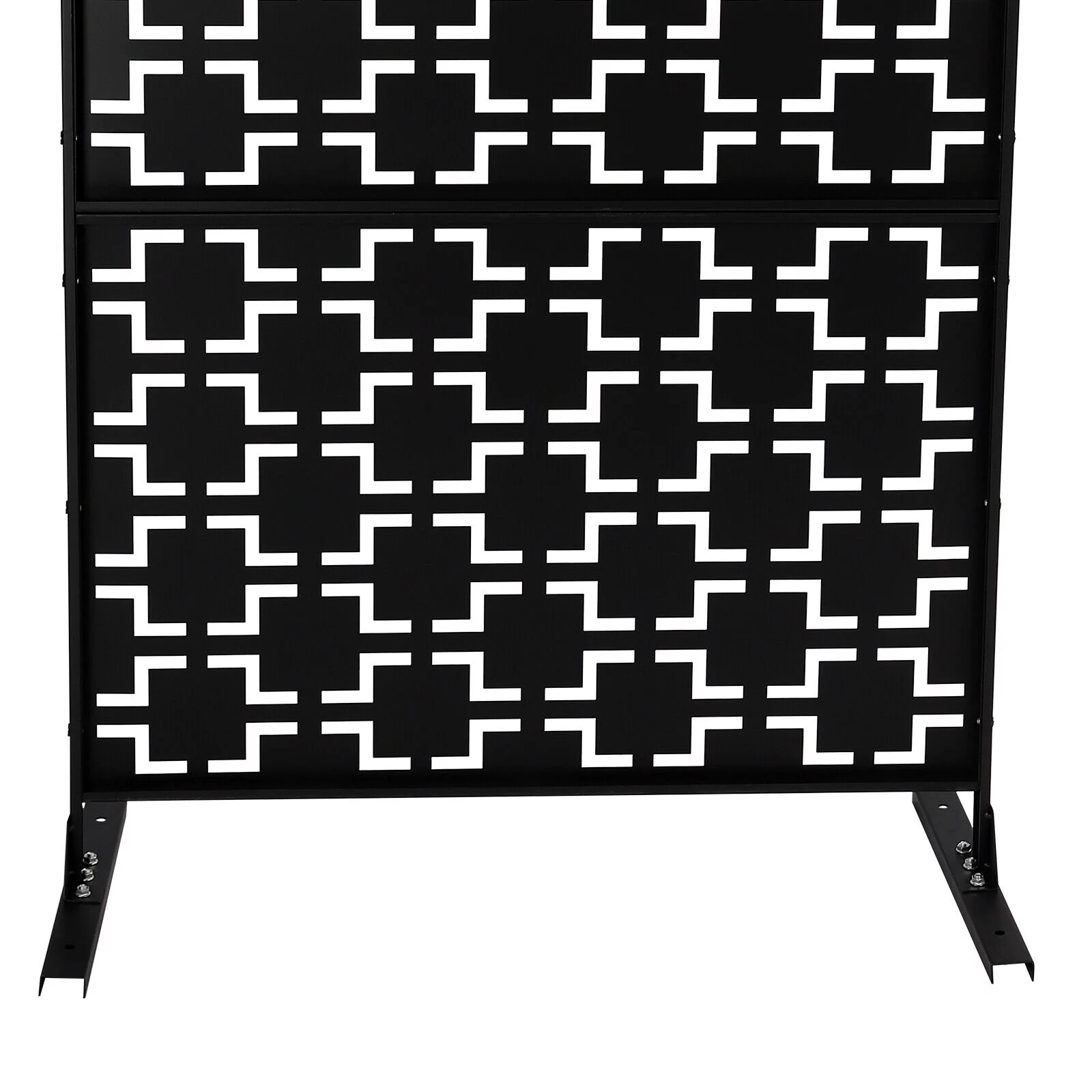 ZhdnBhnos Outdoor Decorative Privacy Screen Panel with Stand, Freestanding Planter Wall Metal Yard Fence Panels Black