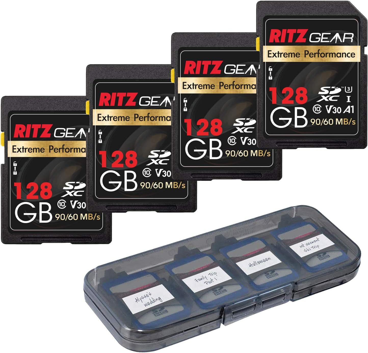 RITZ GEAR Extreme Performance HighSpeed UHS-I SDXC 128 GB 90/60 MB/S U3 A1 C10 V30 MemoryCard(2 Units) Designed for SDDevices That can Capture Full