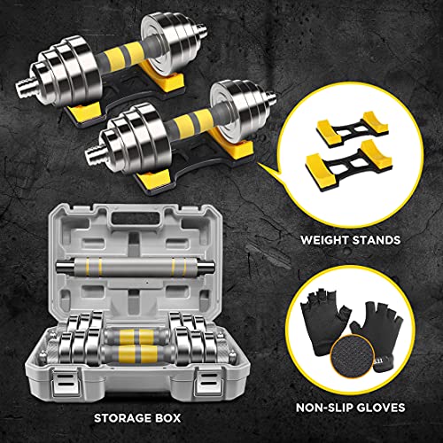 PHOEROS Adjustable Dumbbell Set - 44/66/88 LBS weights set, Dumbbell Barbell 3 in 1