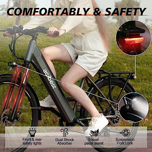 ACTBEST Core Electric Bike for Adults - 468Wh Removable Battery, 26 inch Step Thru Electric Bicycle, Peak 500W Brushless Motor Cityrun Ebike