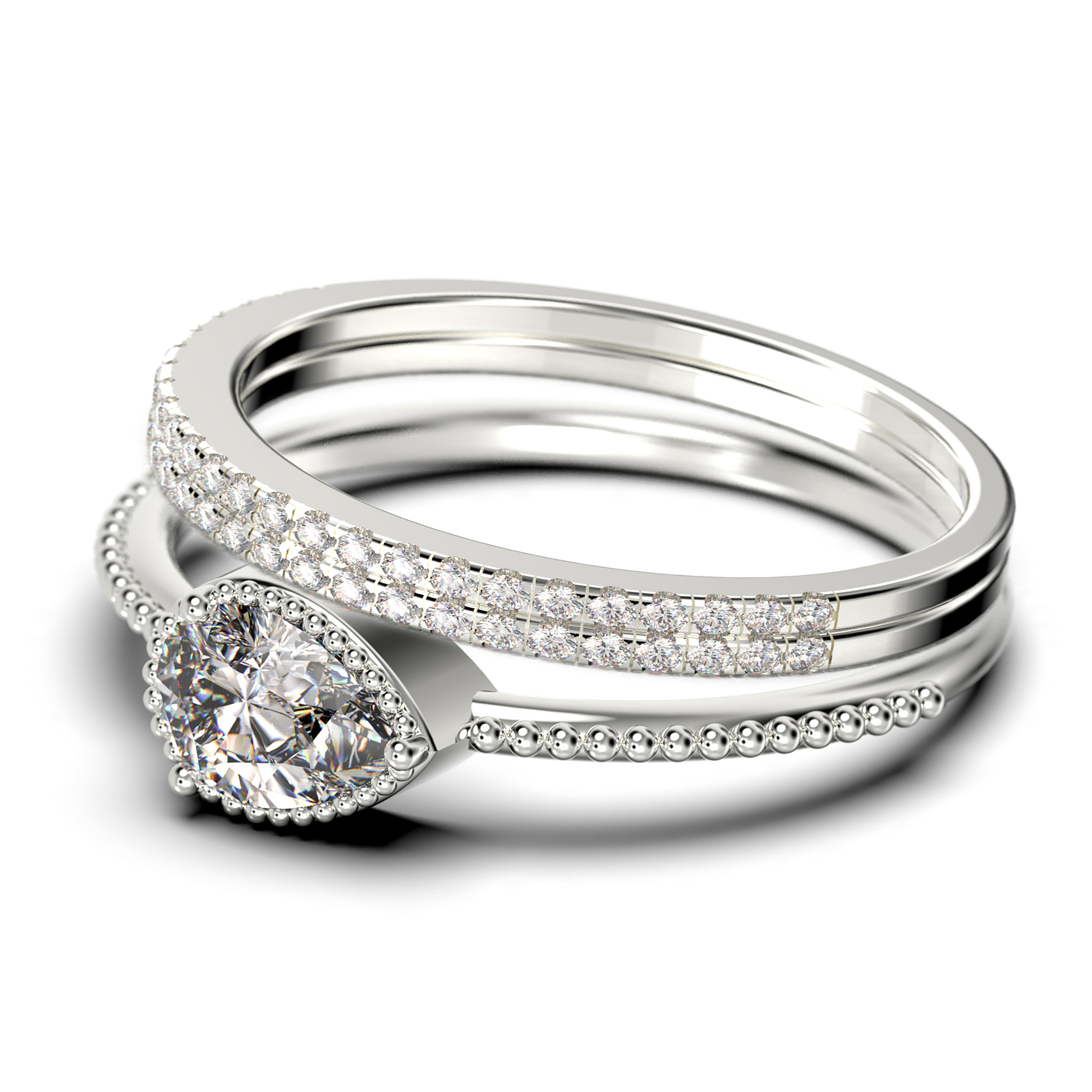 2.10 Carat Pear Cut Diamond Moissanite Classic Engagement Ring, Modern Wedding Ring in 925 Sterling Silver With 18k White Gold Plating, Promise Ring