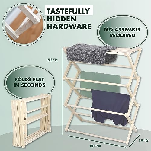 Pennsylvania Woodworks Premium American Maple Clothes Drying Rack - Handcrafted in Pennsylvania - Solid Wood Construction, Collapsible