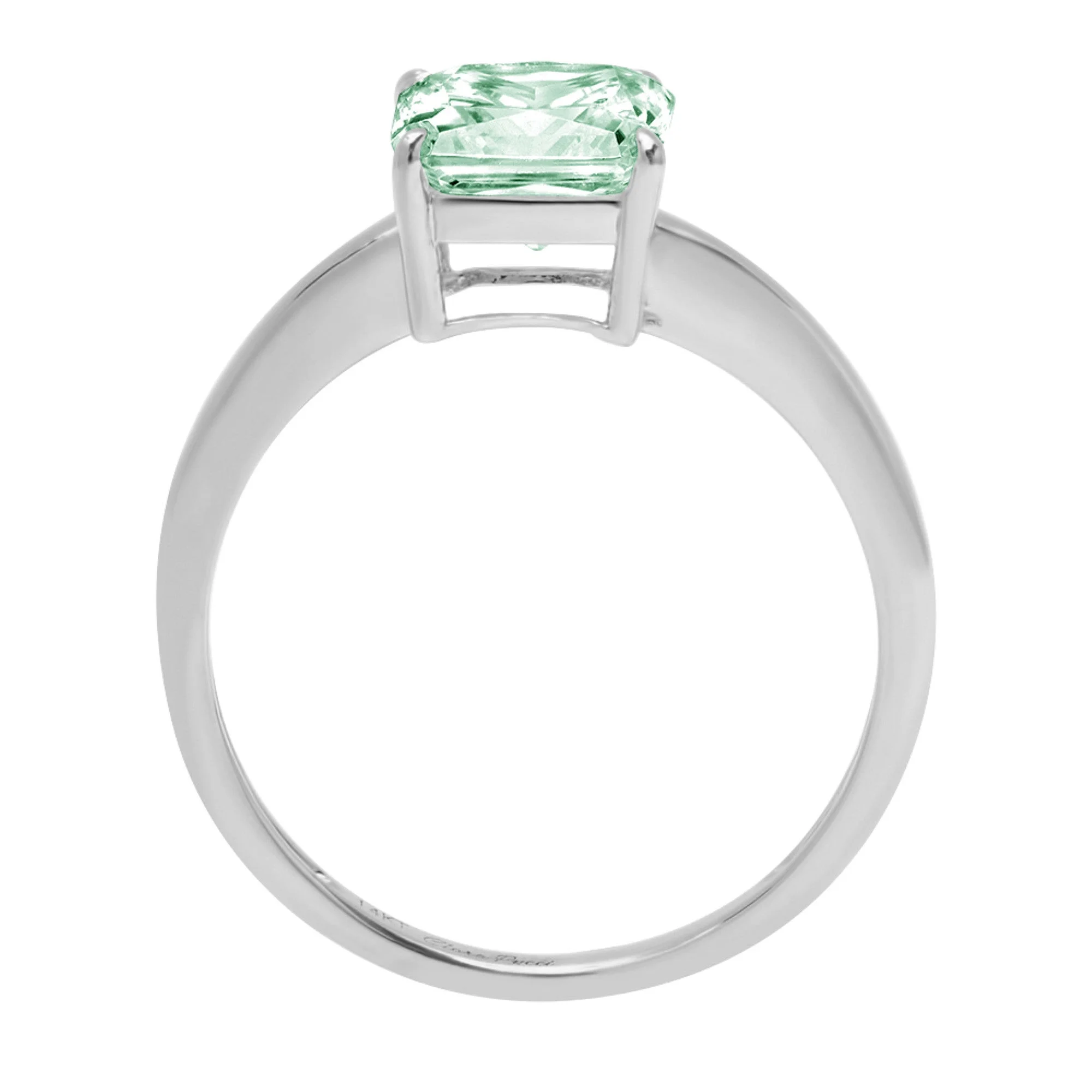 2.5ct asscher cut green simulated diamond 18k white gold anniversary engagement ring size 7.75
