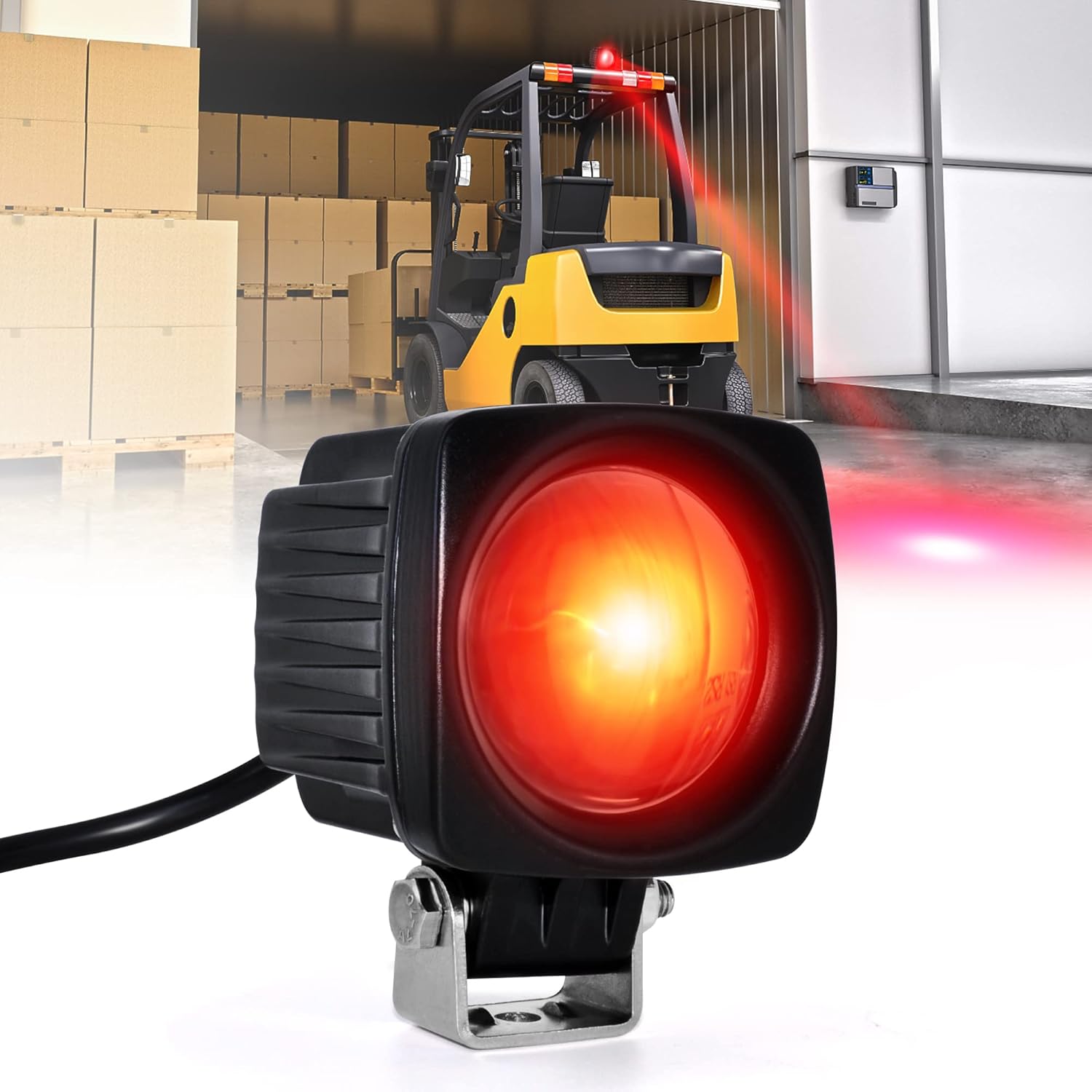 (Upgrade) LED Forklift Safety Lights Red DC 12- 100V Forklift Backup Lights 10W Warehouse Pedestrian Warning Spot Lights Pack of 2