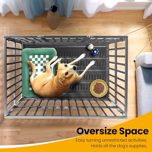 Oranland 48 inch Heavy Duty Indestructible Dog Crate,2025 New Upgraded Reinforced Baseplate for Large Dogs