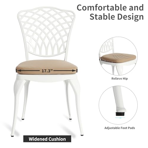 HOMEFUN Bistro Table and Chairs Set of 2 Outdoor 3 Piece Patio Set, Rose Pattern Cast Aluminum Bistro for Garden Balcony