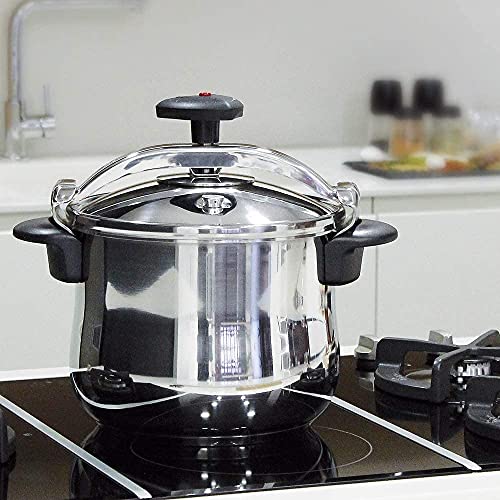 MAGEFESA ® Star B fast pressure cooker, 10.6 Quart, with rounded bottom, made in 18/10 stainless steel, suitable for all types of stovetops