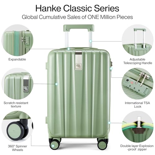 Hanke 29 Inch Luggage Suitcases With Spinner Wheels Lightweight PC hardside Rolling Suitcase With Travel Lock, Checked-Large 29-Inch(Blackish Green)