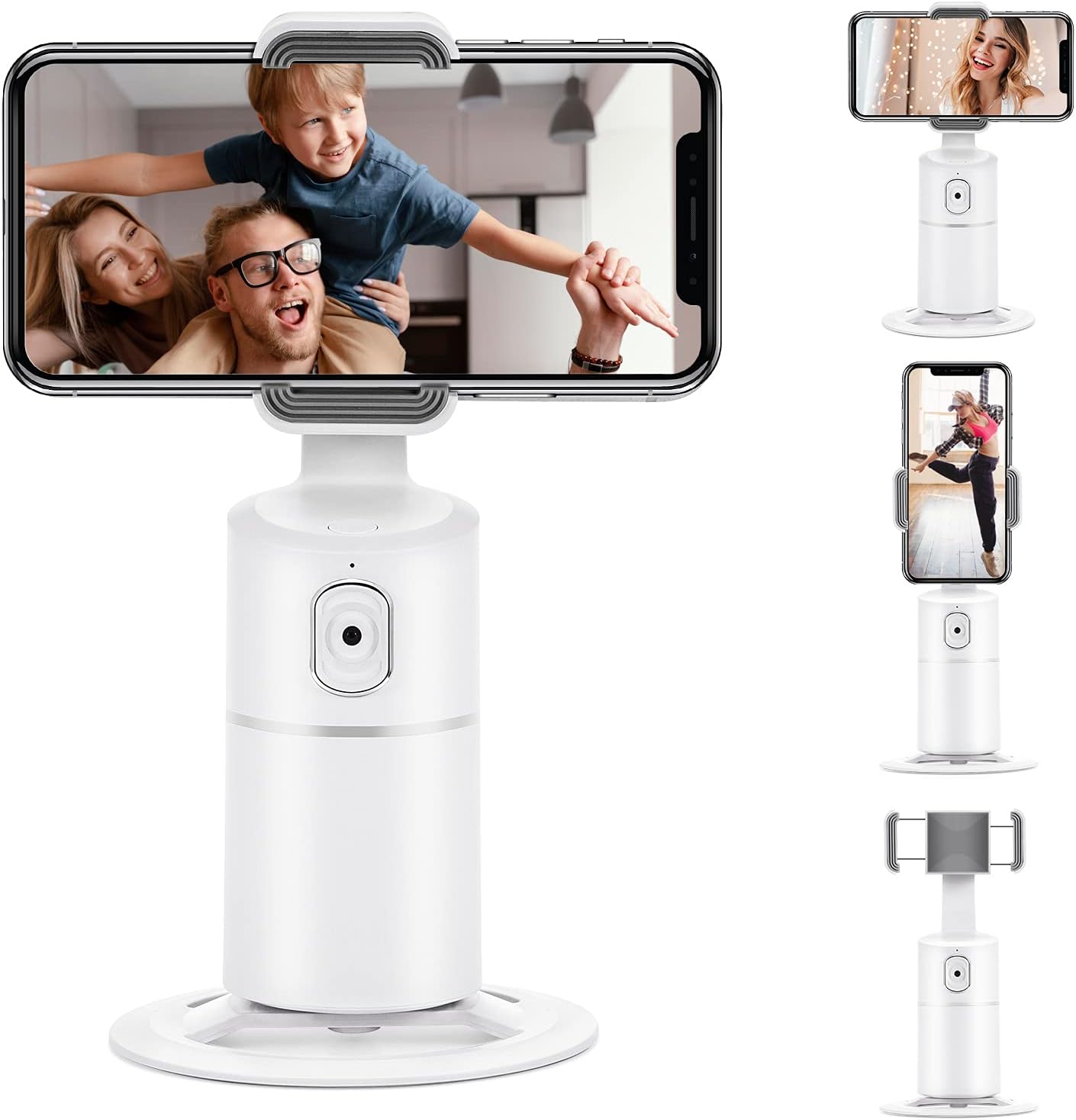 Auto Face Tracking Tripod, No App, 360° Rotation Face Tracking Phone Camera Mount, Selfie Stick