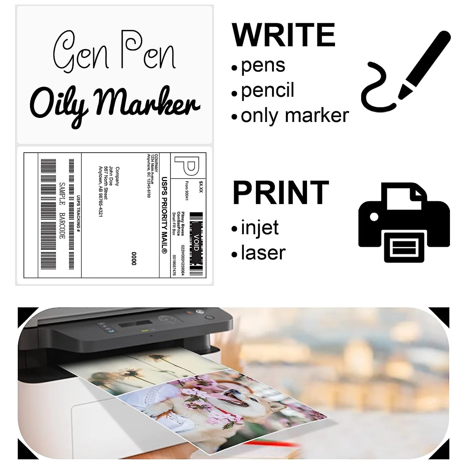 NefLaca Half Sheet Labels with Rounded Corner, White Shipping Labels - 5-1/2" X 8-1/2" - 400 Labels