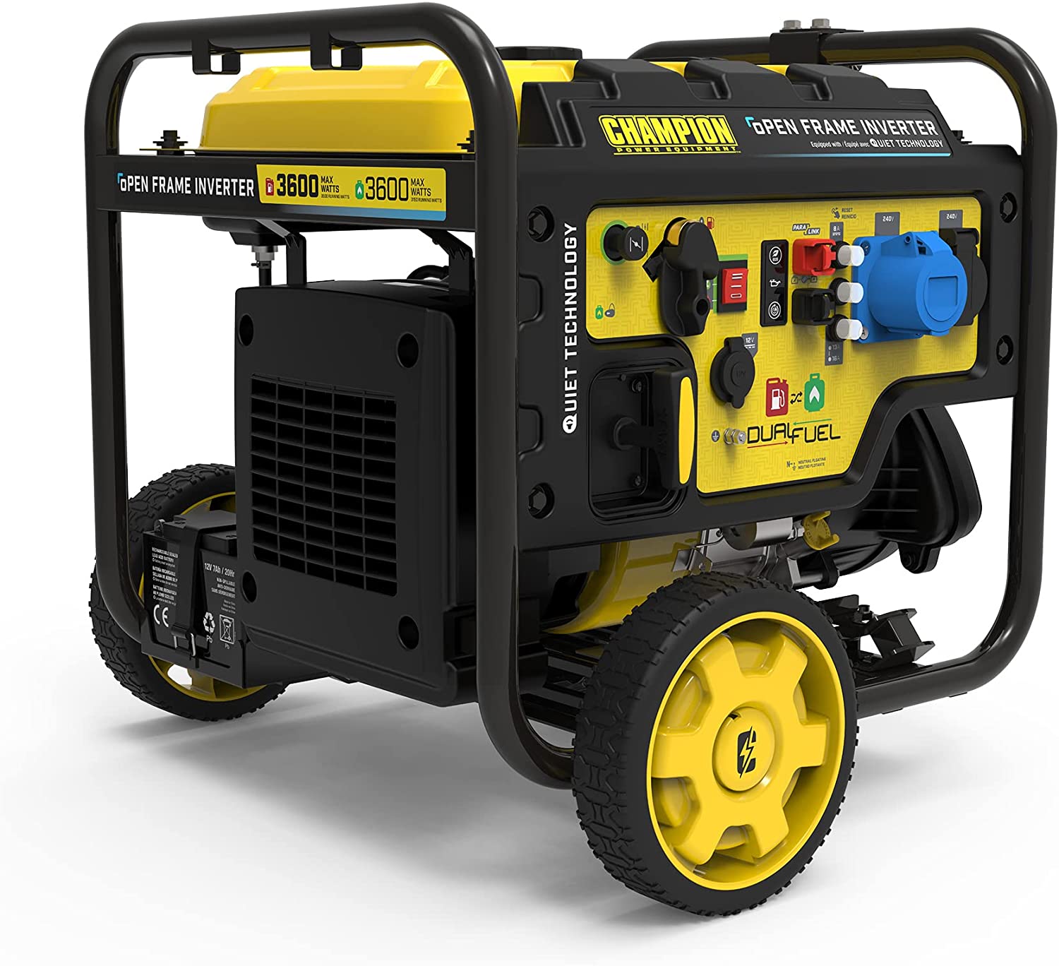 Champion Power Equipment 3600 Watt Dual Fuel Digital Hybrid Inverter &ndash; 224cc Engine, 18 hour run time, Ultra-Quiet & Light