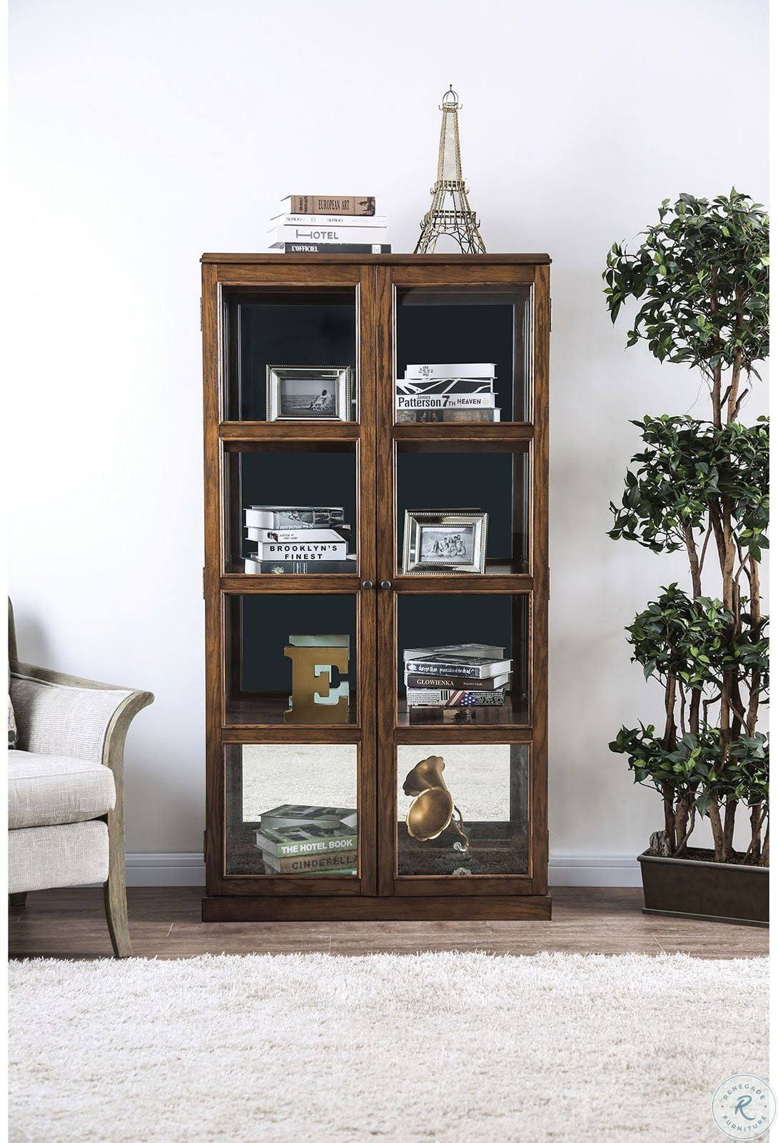 Furniture of America Vilas Oak Curio Cabinet