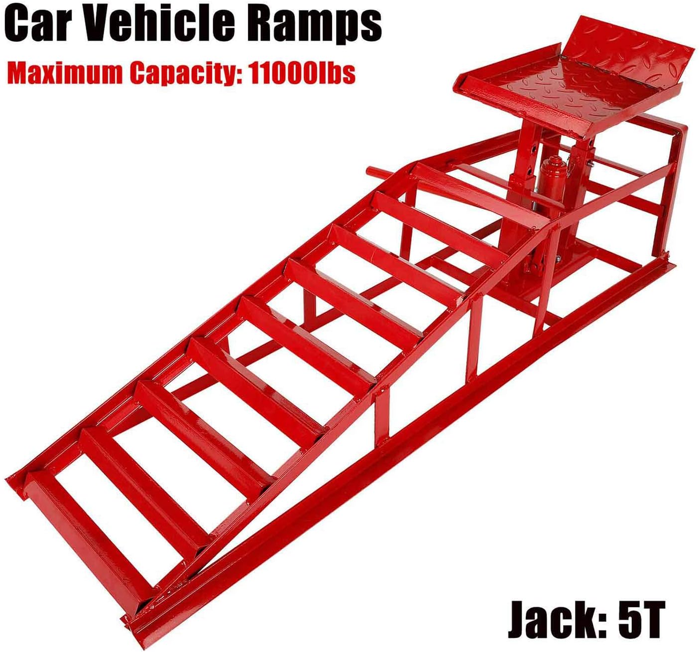 TYFYB 1 Pack Red 5000lbs Capacity Low Profile Car Lift Service Ramps Truck Trailer Garage Automotive Hydraulic Lift Repair Frame Lift Height