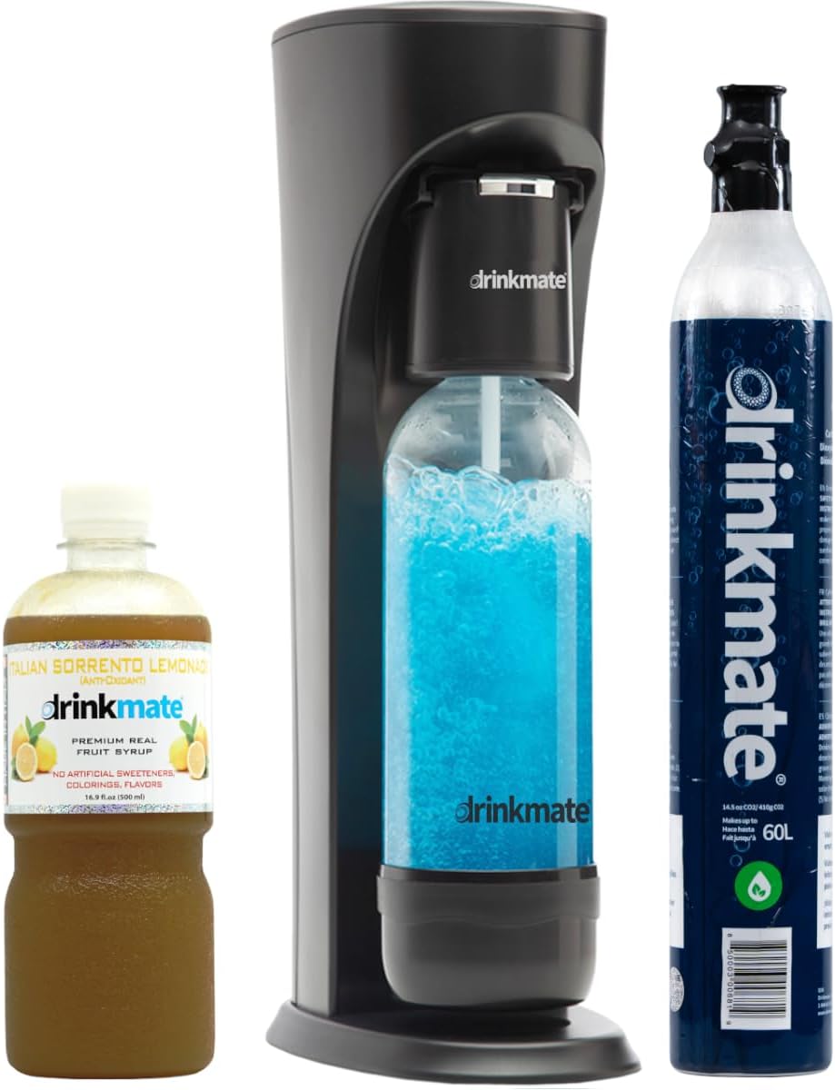 Drinkmate OmniFizz SPARKLE UP BUNDLE, Sparkling Water and Soda Maker, Carbonates ANY Drink, Matte Black